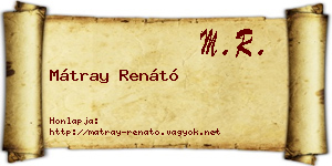 Mátray Renátó névjegykártya